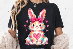 Colorful Bunny Coquette PNG,Brushstroke Easter Bunny PNG Product Image 8
