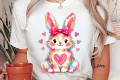 Colorful Bunny Coquette PNG,Brushstroke Easter Bunny PNG Product Image 2