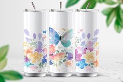 Colorful Butterflies and Flowers Tumbler Wrap Sublimation Product Image 1