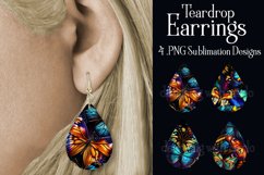 Butterfly Earrings, Teardrop Earrings, Oil Painting Earrings Product Image 1