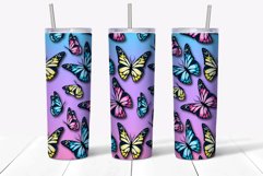 Colorful butterflies tumbler sublimation designs for 20 oz skinny tumblers. Full wrap png files for download.