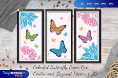 Colorful Butterfly Paper Cut | Continuous Layered Papercut Product Image 1