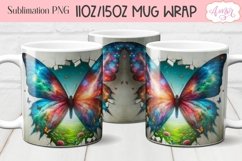 Colorful butterfly mug wrap PNG design for sublimation Product Image 1