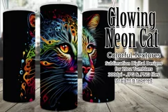 Cat Tumbler, Neon Cat Tumbler Wrap, Glowing Cat Sublimation Product Image 1