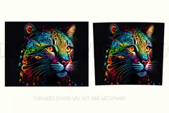 Cat Tumbler, Neon Cat Tumbler Wrap, Glowing Cat Sublimation Product Image 2