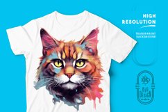 Colorful Cat Sublimation Design | Cat illustration Design Product Image 1