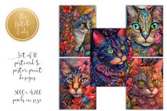 Floral Cats Art Postcard and Poster Print Set Product Image 3