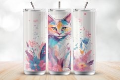 Colorful Cat 20 Oz Tumbler Wrap Sublimation Design Product Image 1