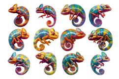 Cute Chameleon PNG Clipart Bundle Product Image 2