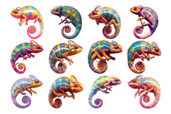 Cute Chameleon PNG Clipart Bundle Product Image 3