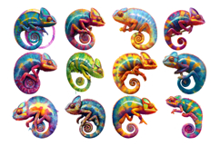 Cute Chameleon PNG Clipart Bundle Product Image 4