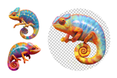 Cute Chameleon PNG Clipart Bundle Product Image 5