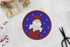 Santa in Chimney Christmas Ornament Layered Laser Cut File Product Image 1
