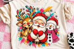 Colorful Christmas Santa Reindeer Snowman PNG Product Image 1