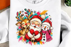 Colorful Christmas Santa Reindeer Snowman PNG Product Image 2