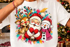 Colorful Christmas Santa Reindeer Snowman PNG Product Image 3