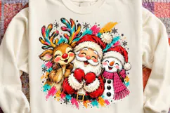 Colorful Christmas Santa Reindeer Snowman PNG Product Image 4