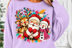Colorful Christmas Santa Reindeer Snowman PNG Product Image 5