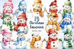 Colorful Christmas Snowman Clipart Product Image 1