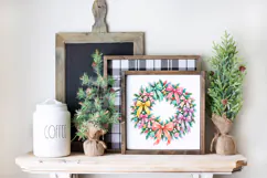 Colorful Christmas Wreath PNG, Pastel Holiday Wreath Product Image 3