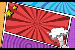 Colorful comic cartoon frame border template background isol Product Image 2