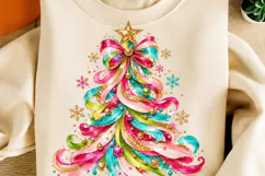 Rainbow Christmas Tree PNG | Colorful Bow Holiday Png Product Image 2
