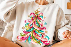 Rainbow Christmas Tree PNG | Colorful Bow Holiday Png Product Image 5