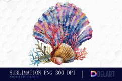 Colorful Coral Reef Sea Shell Watercolor Clipart Product Image 1