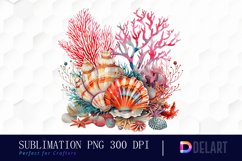 Colorful Coral Reef Sea Shell Illustration Clipart Product Image 1