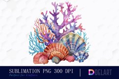 Colorful Coral Reef Sea Shell Illustration Clipart Product Image 1