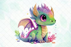 Colorful Cute Dragon Watercolor Sublimation Product Image 3