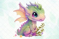 Colorful Cute Dragon Watercolor Sublimation Product Image 5