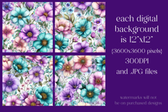 Flower Patterns, Colorful Flowers Seamless Patterns, s1 Product Image 2