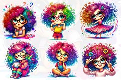 Colorful Cute Quirky Girl Clipart Bundle Product Image 4