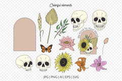 Vintage Autumn Boho Skulls Illustrations - Clipart Bundle Product Image 4