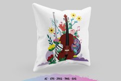 Colorful Decorative Floral Music Key Note - Violin Product Image 1