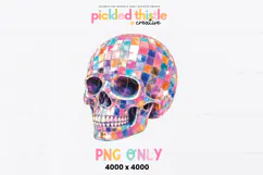 glitter disco skull png for sweatshirts and totes