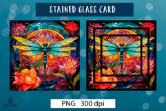 Colorful Dragonfly Stained glass card png