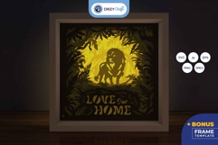 Love Our Home 3D Layered Paper Cut - Lion King 3D Light Box Product Image 1