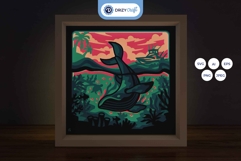 Colorful Earth 3D Layered Paper Cut - The Whale 3D Light Box Product Image 1