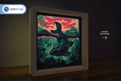 Colorful Earth 3D Layered Paper Cut - The Whale 3D Light Box Product Image 2