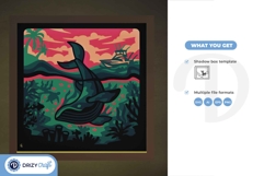 Colorful Earth 3D Layered Paper Cut - The Whale 3D Light Box Product Image 3