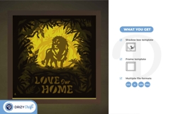 Love Our Home 3D Layered Paper Cut - Lion King 3D Light Box Product Image 3