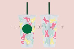 colorful easter bunny seamless pattern  starbucks 24oz cold cup wrap svg presized template for tumbler venti  suitable for Cricut &amp; Silhouette.