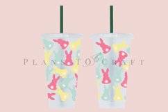 colorful easter bunny seamless pattern  starbucks 24oz cold cup wrap svg presized template for tumbler venti  suitable for Cricut &amp; Silhouette.