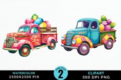 Colorful Easter Eggs Truck Fun Clipart Product Image 1