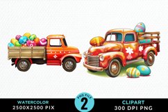 Colorful Easter Eggs Truck Set Clipart Product Image 1