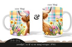 Cute Easter Highland Cow Mug Wrap, Highland Cow PNG Product Image 3