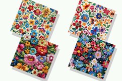 Colorful Embroidery Flowers Digital Paper Bundle Product Image 4