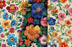 Colorful Embroidery Flowers Digital Paper Bundle Product Image 2